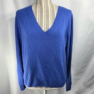 GAP Blue V Neck Long Sleeve Cotton Blend Sweater Size Medium